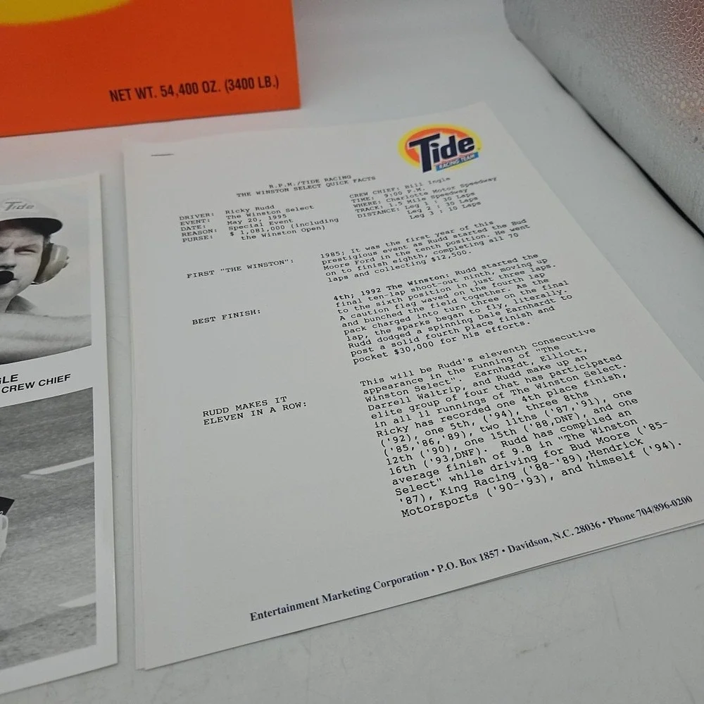 Vintage Nascar Press Kit Tide Racing Team Ricky Rudd Media Guide #10‎ Bill Ingle
